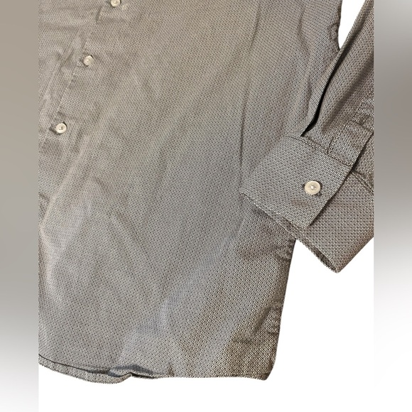 01.Algo Button Down Long Sleeve Regular Men's Gray Print Shirt Sz L - Picture 4 of 6